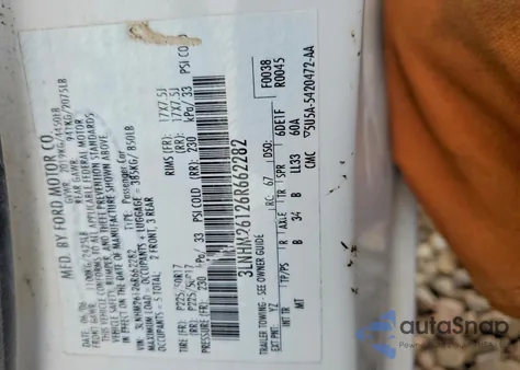 2006 Lincoln Zephyr z USA, uszkodzony, nr VIN 3LNHM26126R662282